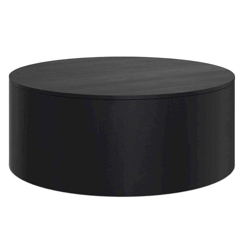 WYNDENHALL Hillmount SOLID MANGO WOOD 36 inch Wide Round Contemporary Drum Coffee Table & Fully Assembled - 36d x 36 w x 14h