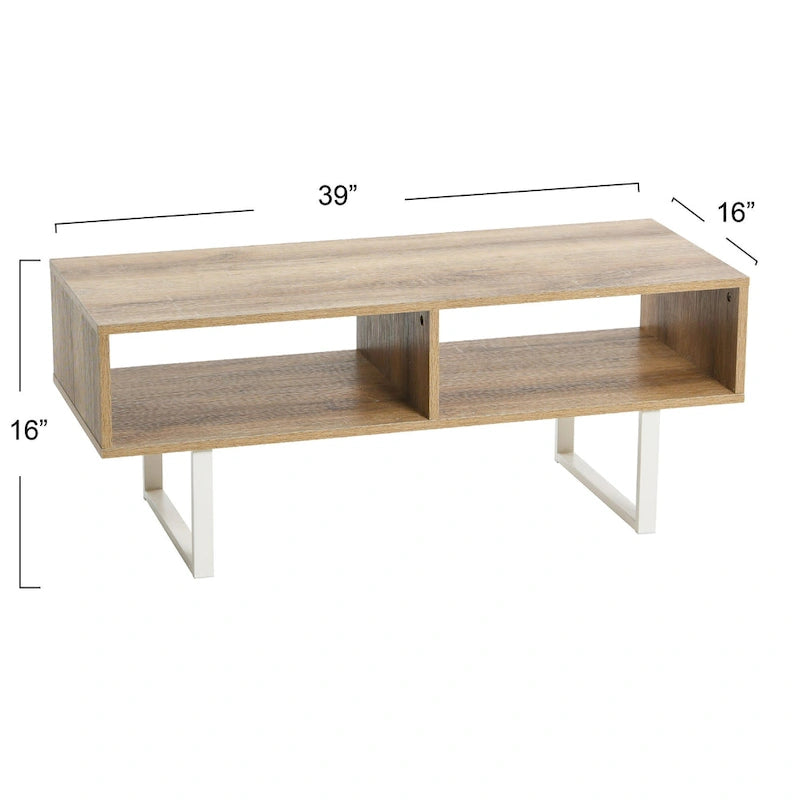Rectangular TV Stand Coffee Table and Storage - 15.8L x 39.4W x 15.8H