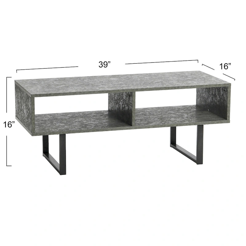 Rectangular TV Stand Coffee Table and Storage - 15.8L x 39.4W x 15.8H