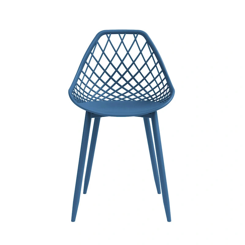 Kurv Mid-Century Modern Dining Chair with Steel Legs for Indoors or Outdoors - Set of 2