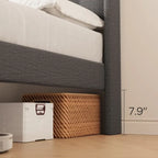 Modern Upholstered Platform Bed Frame, Velvet Bed Frame with Wingback Headboard