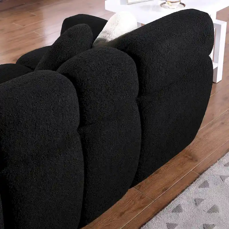 64.96 length ,35.83 deepth ,human body structure for USA people, marshmallow sofa,boucle sofa ,2 seater, BEIGE BOUCLE