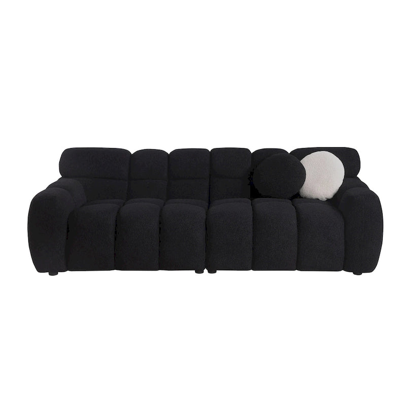 64.96 length ,35.83 deepth ,human body structure for USA people, marshmallow sofa,boucle sofa ,2 seater, BEIGE BOUCLE