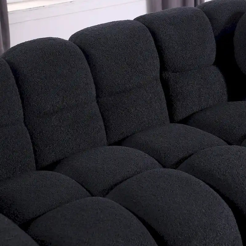 64.96 length ,35.83 deepth ,human body structure for USA people, marshmallow sofa,boucle sofa ,2 seater, BEIGE BOUCLE