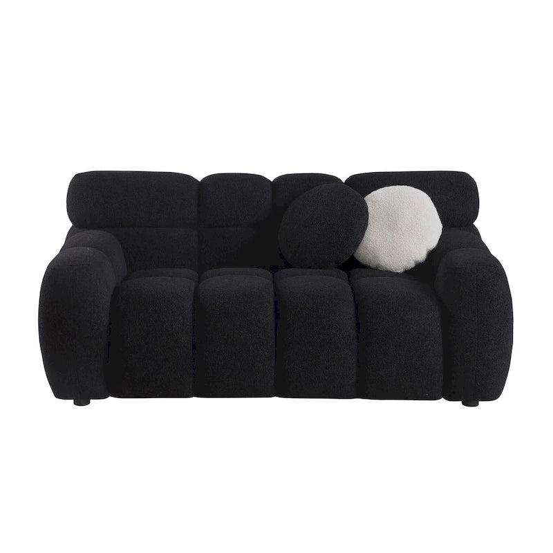 64.96 length ,35.83 deepth ,human body structure for USA people, marshmallow sofa,boucle sofa ,2 seater, BEIGE BOUCLE