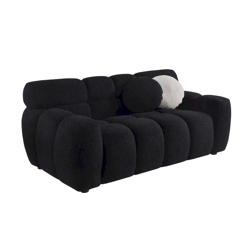 64.96 length ,35.83 deepth ,human body structure for USA people, marshmallow sofa,boucle sofa ,2 seater, BEIGE BOUCLE