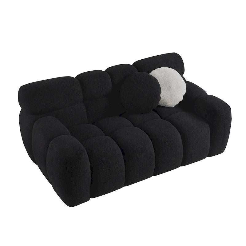 64.96 length ,35.83 deepth ,human body structure for USA people, marshmallow sofa,boucle sofa ,2 seater, BEIGE BOUCLE
