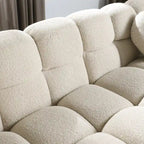 64.96 length ,35.83 deepth ,human body structure for USA people, marshmallow sofa,boucle sofa ,2 seater, BEIGE BOUCLE