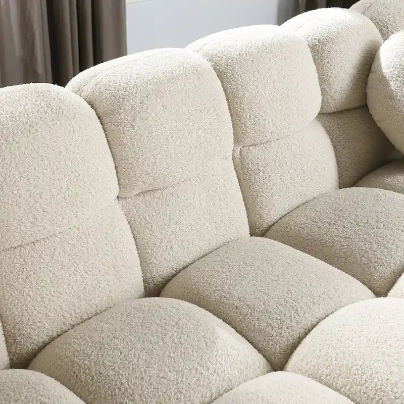 64.96 length ,35.83 deepth ,human body structure for USA people, marshmallow sofa,boucle sofa ,2 seater, BEIGE BOUCLE