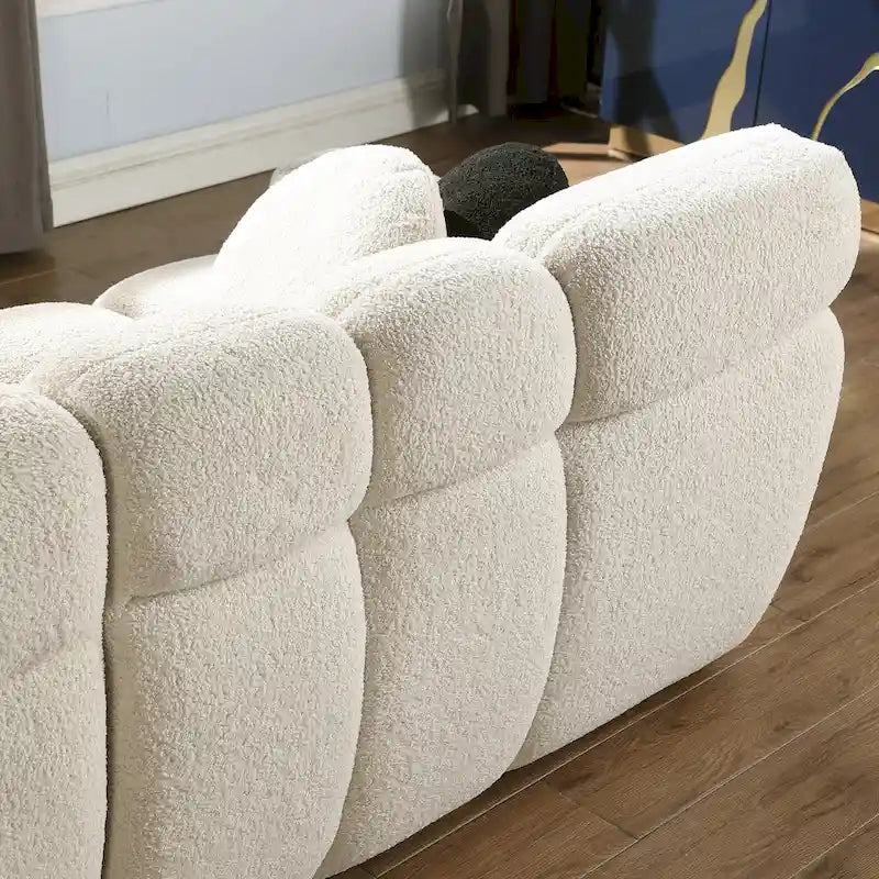64.96 length ,35.83 deepth ,human body structure for USA people, marshmallow sofa,boucle sofa ,2 seater, BEIGE BOUCLE