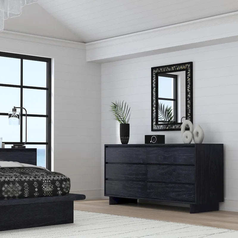 Wood Panel 6 Drawer Dresser