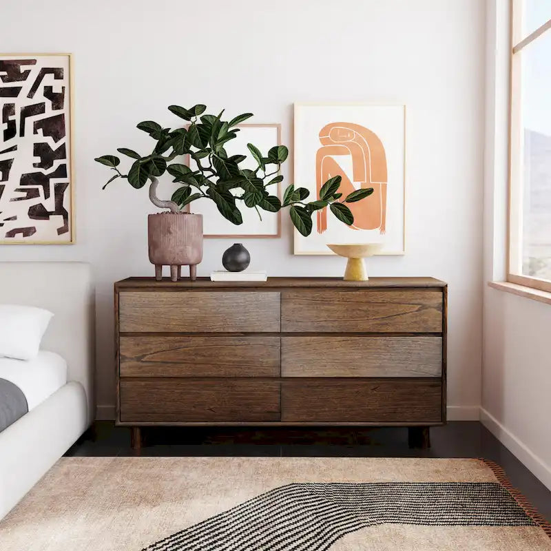 Wood Panel 6 Drawer Dresser