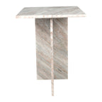 Venus 18.5 Contemporary Natural Marble Handmade T-Shaped End Table, Gray/Beige.