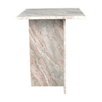 Venus 18.5 Contemporary Natural Marble Handmade T-Shaped End Table, Gray/Beige.