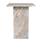 Venus 18.5 Contemporary Natural Marble Handmade T-Shaped End Table, Gray/Beige.