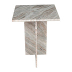 Venus 18.5 Contemporary Natural Marble Handmade T-Shaped End Table, Gray/Beige.