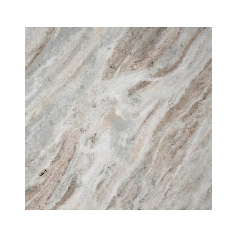 Venus 18.5 Contemporary Natural Marble Handmade T-Shaped End Table, Gray/Beige.