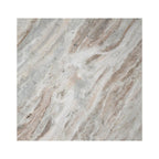 Venus 18.5 Contemporary Natural Marble Handmade T-Shaped End Table, Gray/Beige.