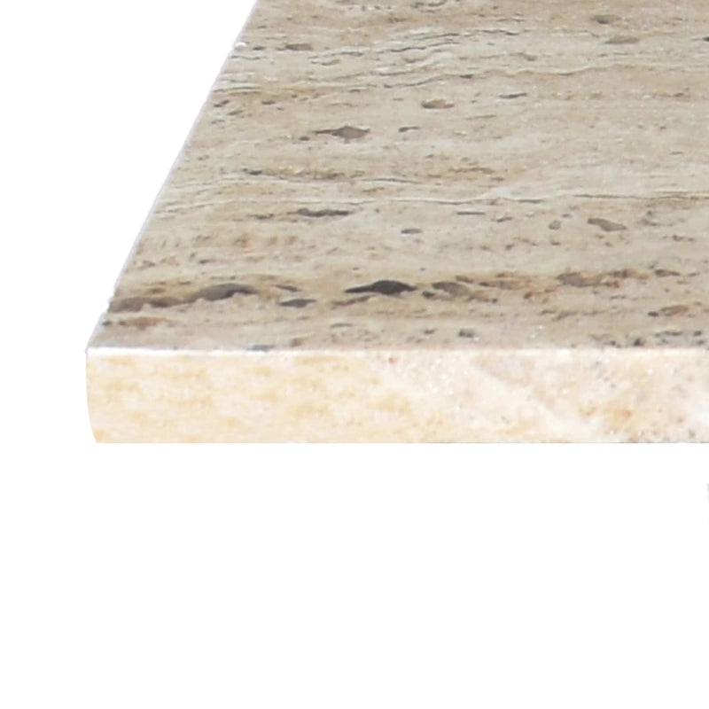 Venus 18.5 Contemporary Natural Marble Handmade T-Shaped End Table, Gray/Beige.