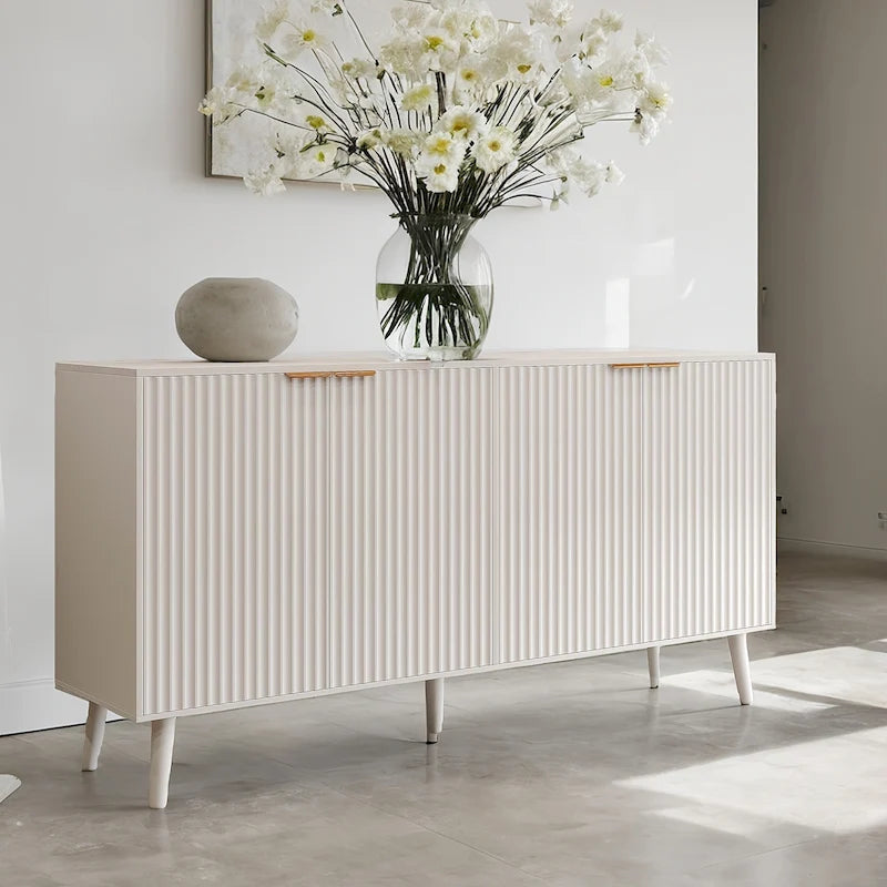 Buffet Table Kitchen Sideboard with Blister Wave Doors