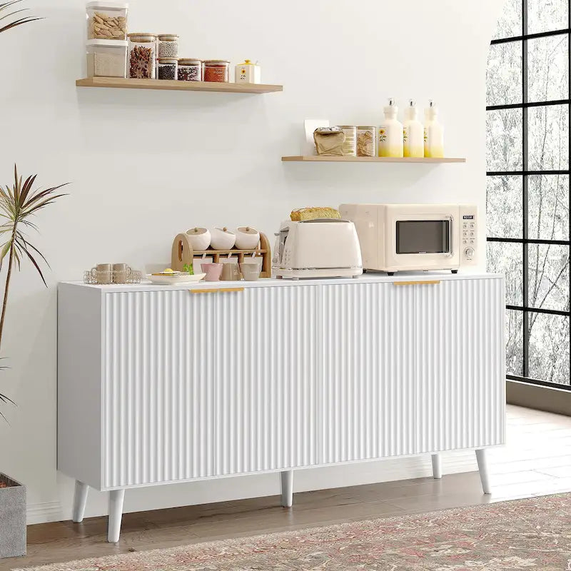 Buffet Table Kitchen Sideboard with Blister Wave Doors
