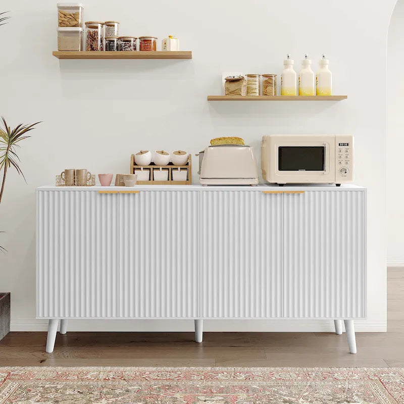 Buffet Table Kitchen Sideboard with Blister Wave Doors