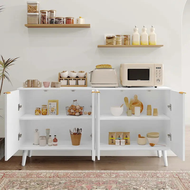 Buffet Table Kitchen Sideboard with Blister Wave Doors