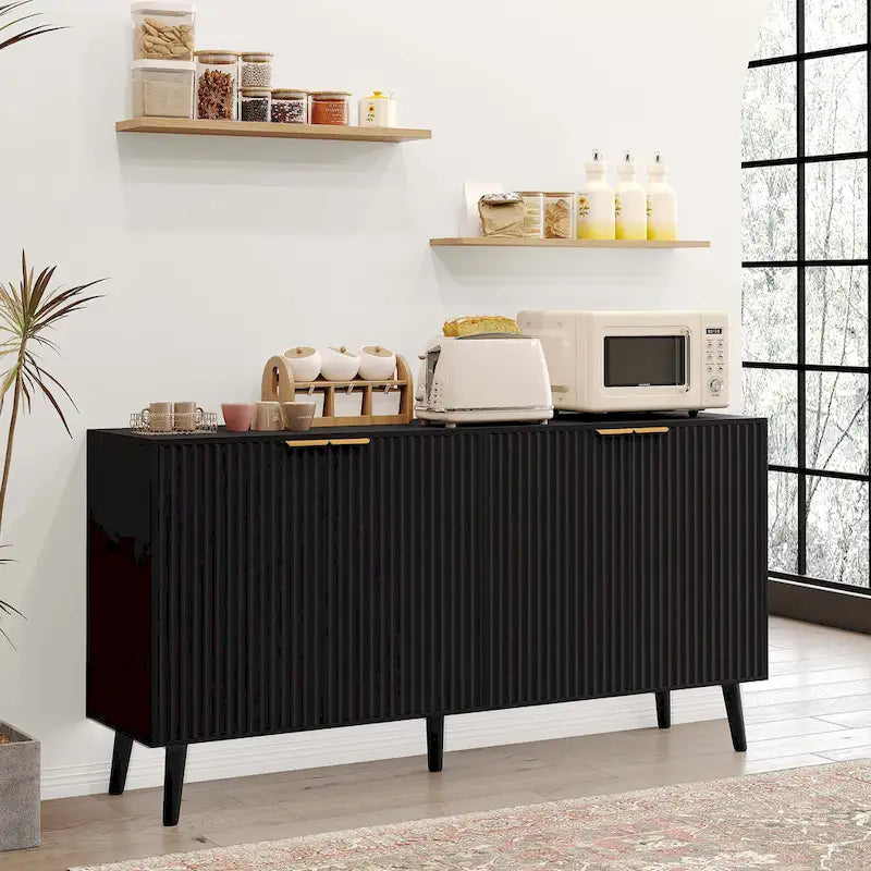 Buffet Table Kitchen Sideboard with Blister Wave Doors