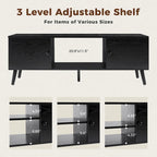 TV Stand, Mid Century Modern TV Stand for 55/60 inch TV, Farmhouse TV Stand, Entertainment Center for Living Room