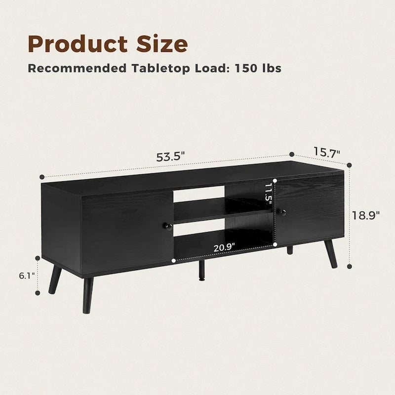 TV Stand, Mid Century Modern TV Stand for 55/60 inch TV, Farmhouse TV Stand, Entertainment Center for Living Room