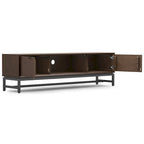 WYNDENHALL Devlin SOLID HARDWOOD 72 inch Wide Modern Industrial TV Media Stand in Walnut Brown For TVs up to 80 inches