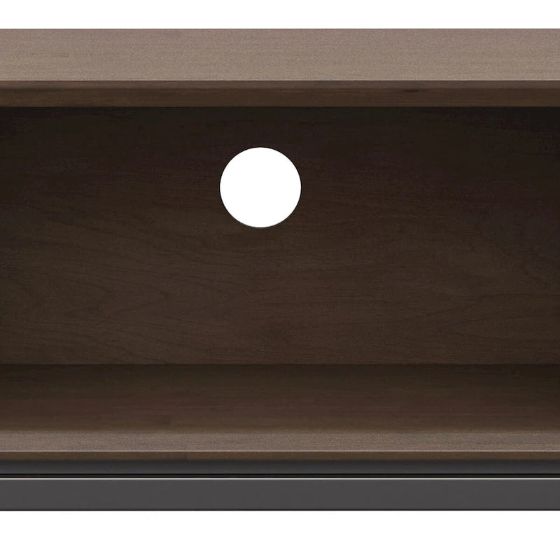 WYNDENHALL Devlin SOLID HARDWOOD 72 inch Wide Modern Industrial TV Media Stand in Walnut Brown For TVs up to 80 inches
