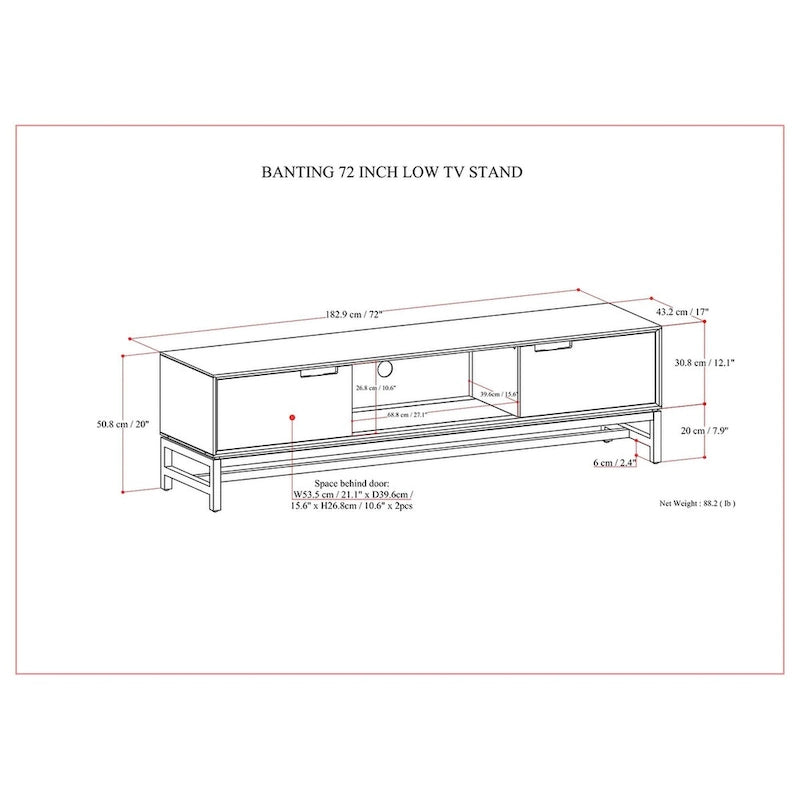 WYNDENHALL Devlin SOLID HARDWOOD 72 inch Wide Modern Industrial TV Media Stand in Walnut Brown For TVs up to 80 inches
