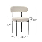 Boucle Dining Chairs,Mid-Century Modern Curved Backrest Chair,2 PCS
