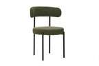 Boucle Dining Chairs,Mid-Century Modern Curved Backrest Chair,2 PCS