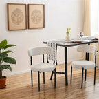 Boucle Dining Chairs,Mid-Century Modern Curved Backrest Chair,2 PCS