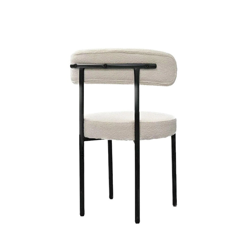 Boucle Dining Chairs,Mid-Century Modern Curved Backrest Chair,2 PCS