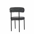 Boucle Dining Chairs,Mid-Century Modern Curved Backrest Chair,2 PCS