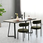 Boucle Dining Chairs,Mid-Century Modern Curved Backrest Chair,2 PCS