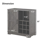 Barn Door Buffet Bar Cabinet with Wine Rack Sideboard Cabinet