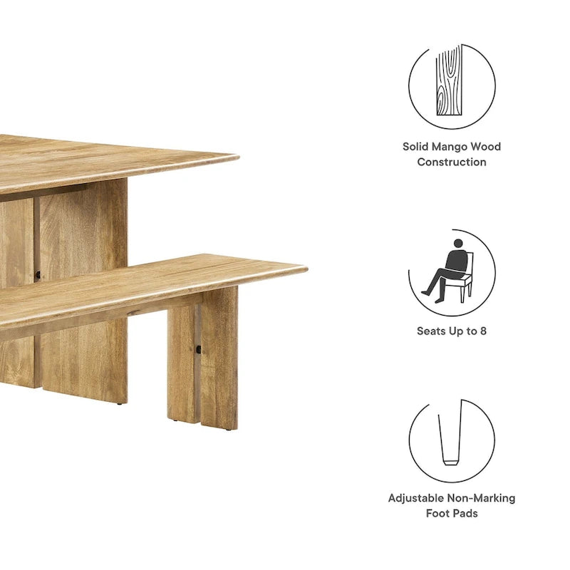 86 Wood Dining Table and Bench Set