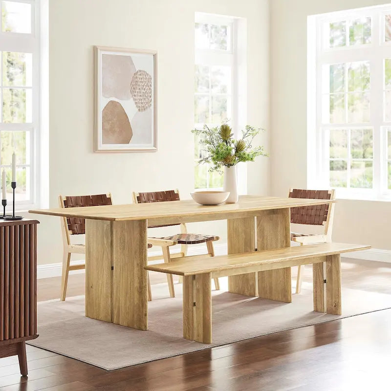 86 Wood Dining Table and Bench Set