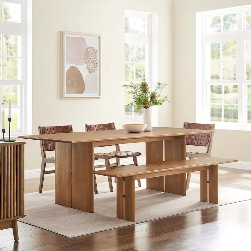 86 Wood Dining Table and Bench Set