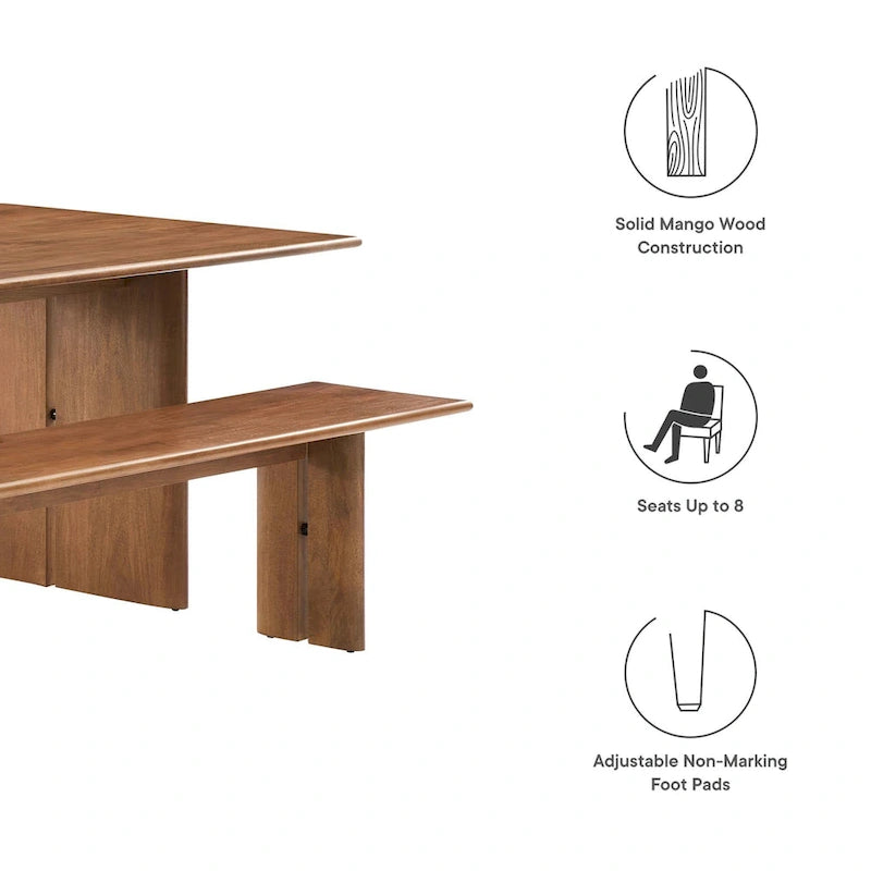 86 Wood Dining Table and Bench Set