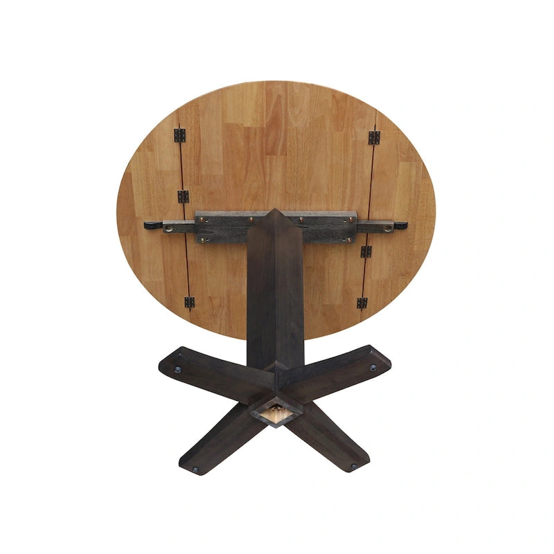42 in Solid Wood Round Dual Drop Leaf Pedestal Counter Height Dining Table