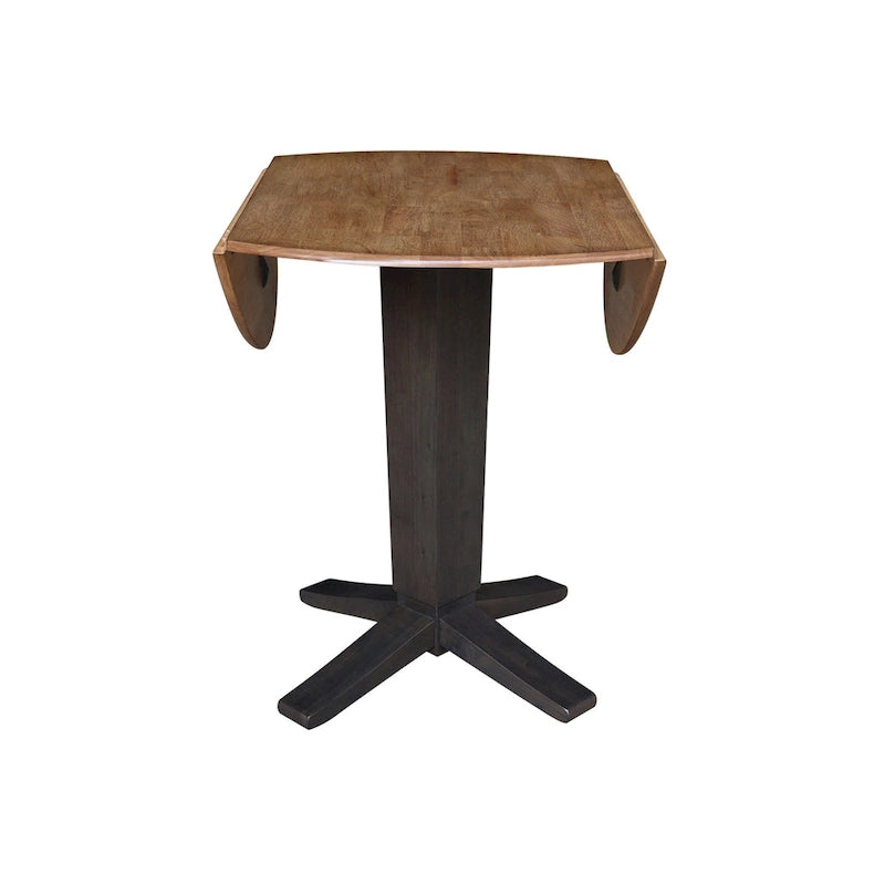 42 in Solid Wood Round Dual Drop Leaf Pedestal Counter Height Dining Table