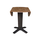 42 in Solid Wood Round Dual Drop Leaf Pedestal Counter Height Dining Table