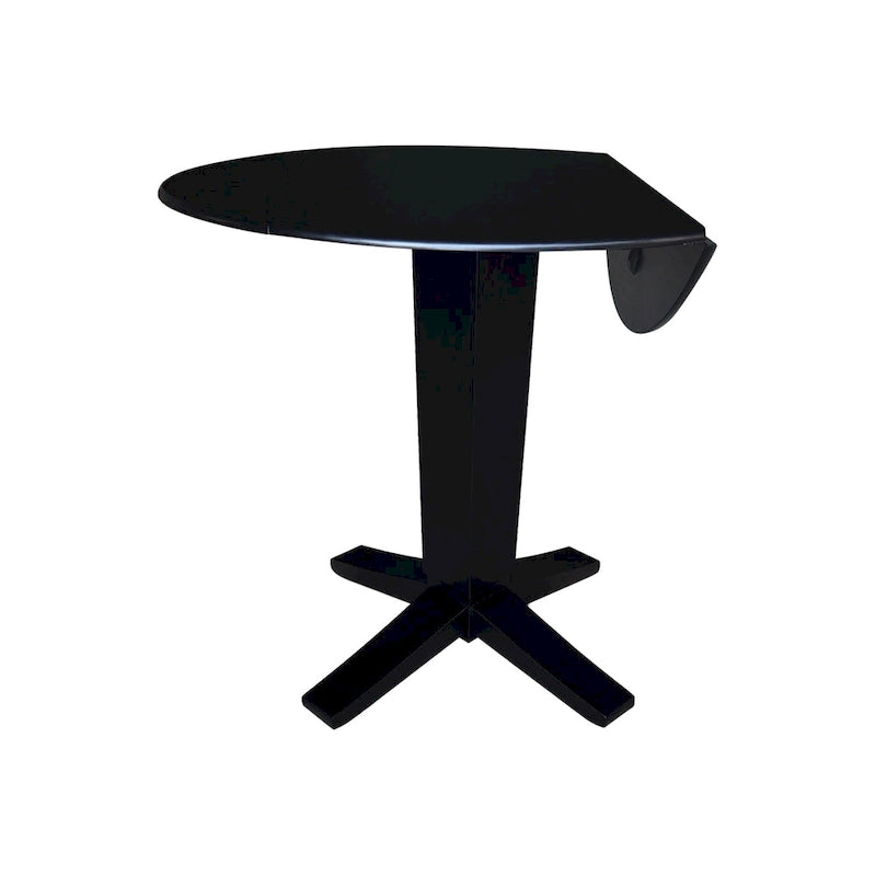 42 in Solid Wood Round Dual Drop Leaf Pedestal Counter Height Dining Table