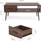 Mid Century Modern Style Cocktail Table TV Stand with Drawer - 41.3D x 21.7W x 17.7H
