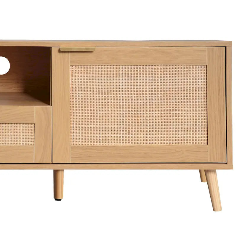 Modern Farmhouse Media Console with Solid Wood Legs